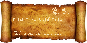 Mihálka Valéria névjegykártya